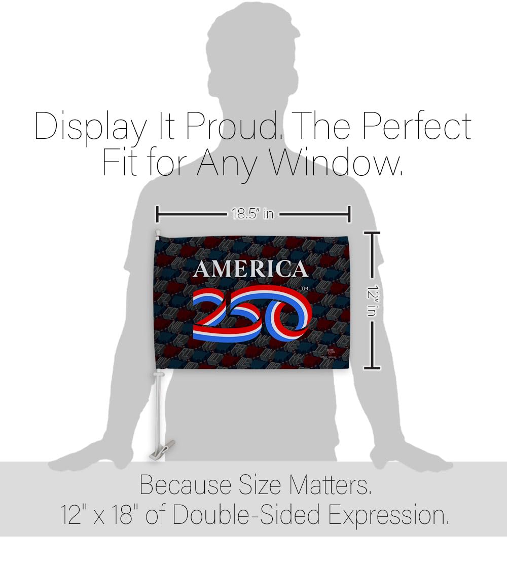 America 250 Years Flag For Car Pole Kit Textile Clip Stand Official Licensed Independence Day Bandera Para Carros Poster United States Sign For Cars Window Decor USA 250th Anniversary Merchandise