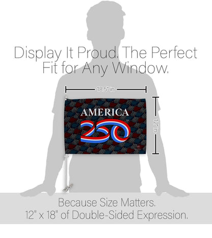 America 250 Years Flag For Car Pole Kit Textile Clip Stand Official Licensed Independence Day Bandera Para Carros Poster United States Sign For Cars Window Decor USA 250th Anniversary Merchandise