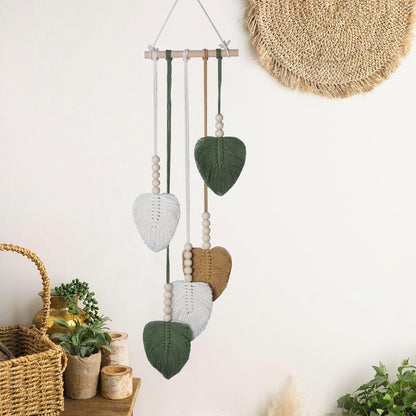 Shopdp handmade Woven Leaves Wall Hanging Decor, Macrame Hanging Tapestry for Apartment Bedroom Living Room Decoration