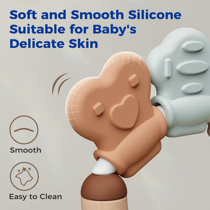 Evoceler Softness Staged Baby Teething Toys with Rattles for 0-6 Months (30° Super Soft, 50° Soft, 70° Regular) -10 Pcs Shaker Toys, Food-Grade Silicone Teethers for Babies 0-18+ Months, BPA Free
