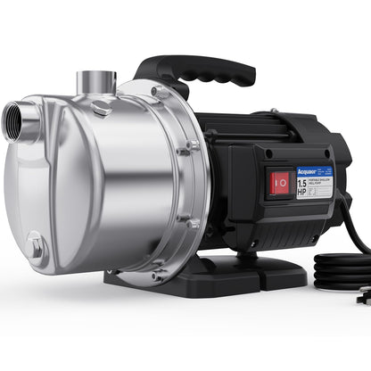 Acquaer 115V Shallow Well Garden Pump, Stainless Steel, Sprinkler Water Transfer Draining Irrigation Pump 1210 GPH, for Water Removal Lawn Garden,1.5 HP Portable