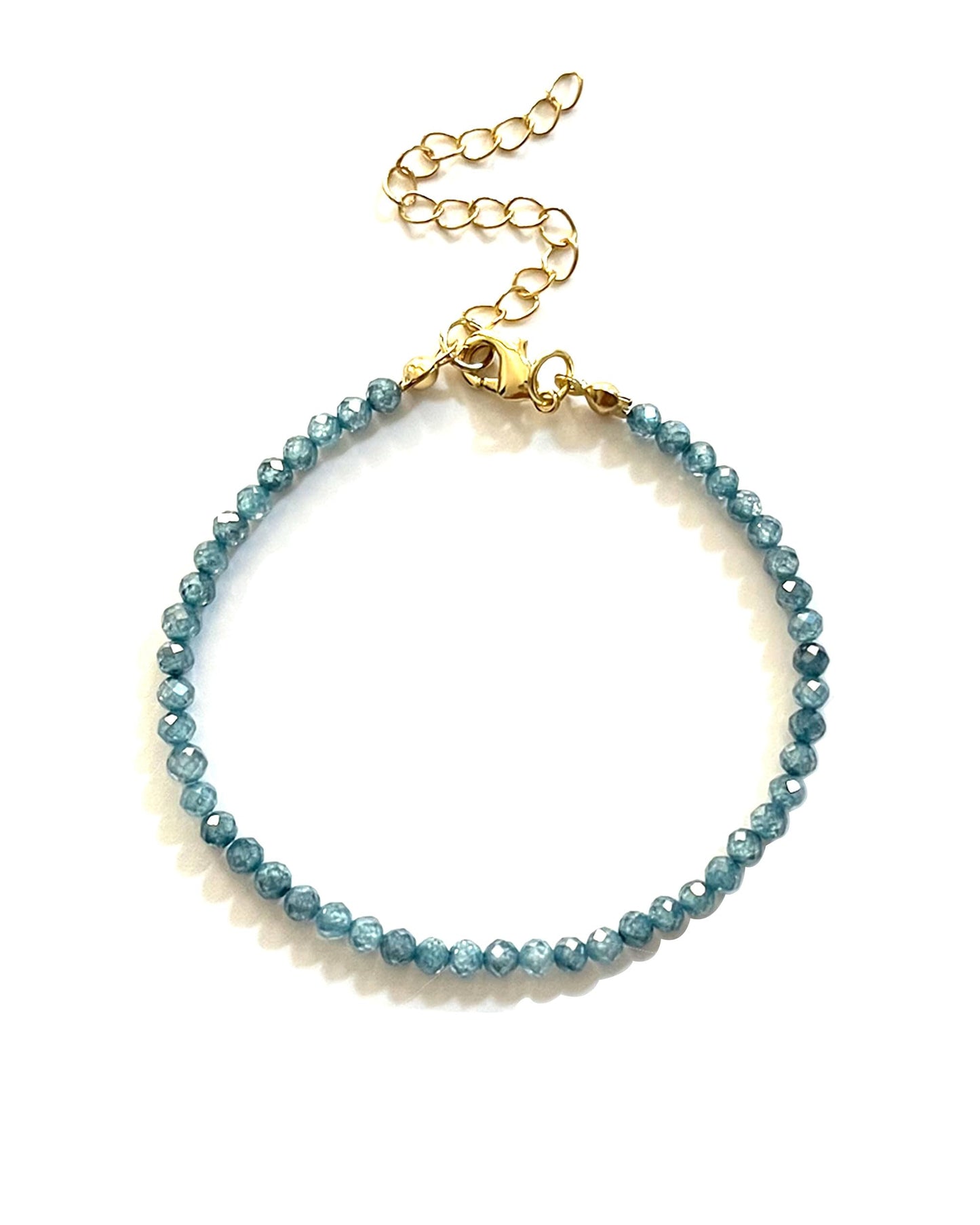 Dark Blue Beaded Bracelets for Women Gem Beaded 14k Gold Plated Bracelet Dainty Valentines Mother Gifts Inspirational Ocean Jewelry, Deep Sea Blue