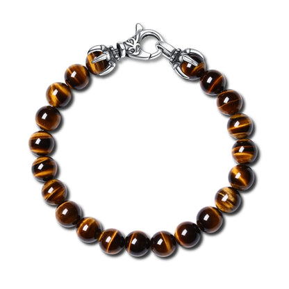 GAVU Men's Crystal Bracelet, 8mm Tiger Eye Bracelet for Men 8.9"