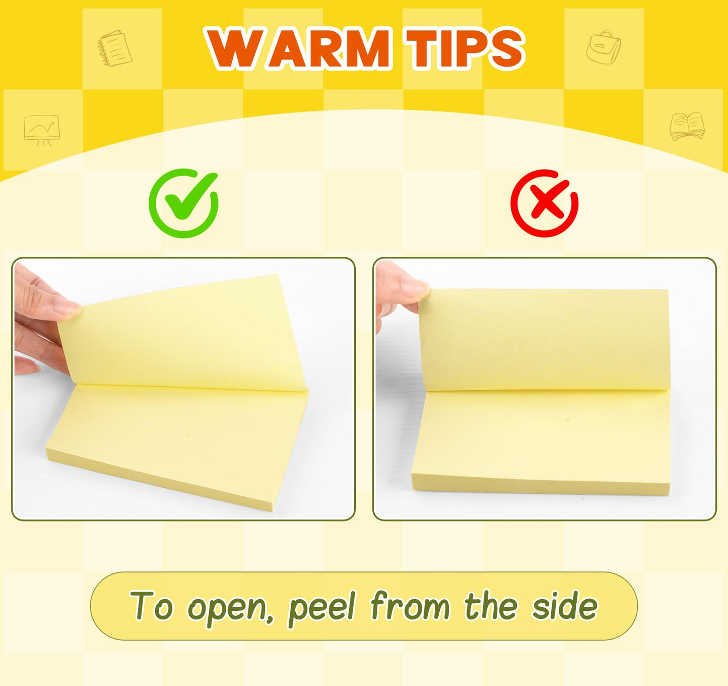16 Pads Large Sticky Notes Yellow, 3 x 5 Inch Self-Stick Note Pads, 100 Sheets/Pad, Super Sticking Power, Clean Removal, Recyclable Memo Pads for Office, School, Home, and Meetings