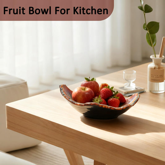 WBXZIXN 8" Ceramic Decorative Bowl，Irregular Rim Reactive Glaze Key Bowl For Entryway Table，Handcrafted Purse Catch All Bowls，Japanese Style Fruit Bowls For Tabletop or Home Decor