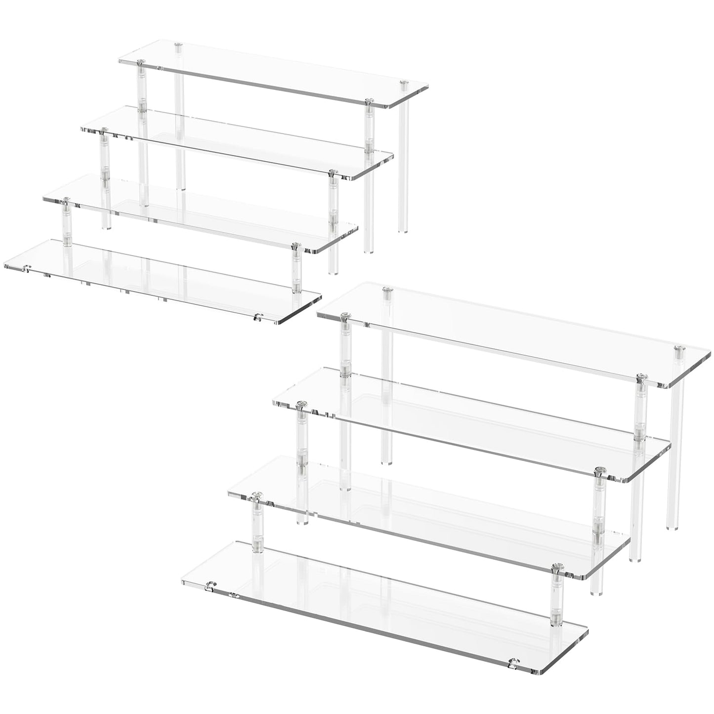 4 Tier Acrylic Display Risers, Clear Perfume Organizer Stand, Large Cupcake Stand Holder, Dessert Display for Party, Display Shelf for Figure and Collection, Riser Stand for Decoration and Organizer