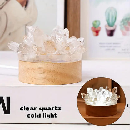 Runyangshi Natural Crystal Night Lamp Bedroom Bedside Sleep Night Light Clear Healing Single Crystal Gemstone Quartz Ambient Light USB Powered Night Decoration Desktop Ornament for Home Decor Gift