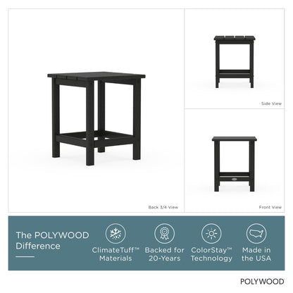 POLYWOOD Long Island 18" Side Table, Black