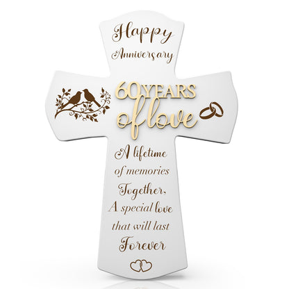 60th Anniversary Wedding Gifts for Wife Husband, Religious Cross Gifts for Women Men,60 year Romantic Anniversary Marriage Gift for Her,Him,Couple,Parents,Friends,Wedding Anniversary Decorations