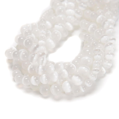 126Pcs 6mm Natural Moroccan Selenite Beads - Round Healing Crystal Beads for Jewelry Making Chakra Balancing Positive Reiki Energy Stone