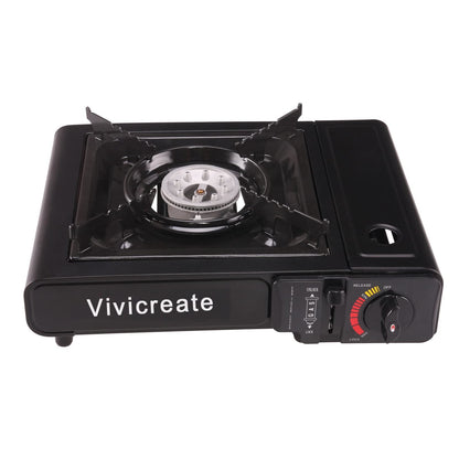 Vivicreate Portable Butane Stove 8500 BTU, Butane Stove with Auto Ignition for Camping, Lightweight Portable Gas Stove Burner with Safety Lock, Butane Burner, Estufa de Gas Portatil(Black)