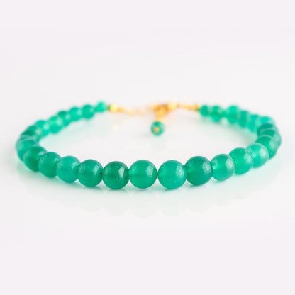 Natural Green Onyx Gemstone Plain Rounds With Ball Bracelet for Women, Crystal Gems Healing Bracelets, Chakra Stone Bead Bracelets, Stone Weight Approx 33 to 35 Carats Stone Size Approx 2 to 2.5mm