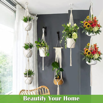 AroudightElive Plant Holder Basket Handmade Macrame Plant Hanger Flower Pot for wall Decoration countyard Garden Knotted Lifting(11)