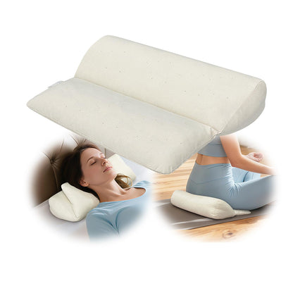 Meditation Cushion for Sitting on Floor, Organic Yoga Bolster Pillows White Meditation Seat Pad, 2-IN-1 Design Ergonomic Sleep Yoga Mat Foldable, Floor Cushion for Adults Back Support Washable