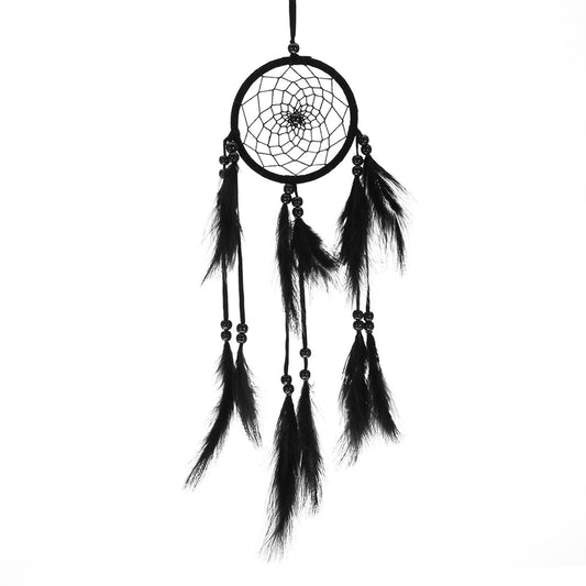 Handmade Large Wood Beads Dream Catcher Dreamcatcher Craft Hanging Pendant Ornament Gift for Living Room Home Decoration Wedding and Festivals (Black)