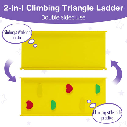 Wonline 3 in 1 Triangle Climber with Ramp Wooden Toddler Climbing Triangle Toys for Sliding and Climbing, 3-Piece Set Play Equipment for Kids Boys Girls Toddler Gym Play Set