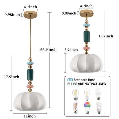 FALINNEAD Imitated Silk White Shade Pendant Light Fixture 11 inch Modern Pendant Lighting Kitchen Hanging Lamp for Dining Room Bedroom Storeroom