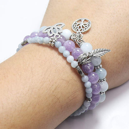 UEUC Tree of Life Yoga Healing Stone Bracelets,Multilayer Lotus Chakra Stone Reiki Bracelet Sets,Anxiety Crystal Natural Stone,for Women Stress Relief