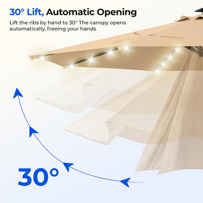 HOMSHADE Offset Patio Umbrella with Base Included, Cantilever Offset Hanging Patio Outdoor Market Umbrella UPF50+ UV Protection with Easy Tilt and Crank for Pool Deck and Garden(Buff)
