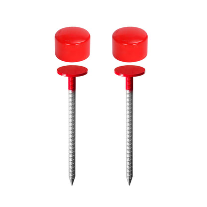 2 Pack Rebar Property Line Markers, 12 Inch Heavy Duty Galvanized Steel Survey Markers Stakes Hi-Vis Red Property Land Boundary Markers for Paving Gardens Lawn Edges Landscaping Edging Weed Barriers