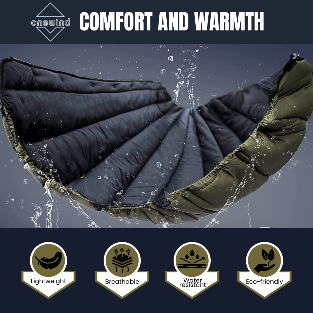 Onewind Camping Hammock Underquilt, Sorona Insulation Under Quilt, Lightweight Warm Hammock Quilts for Winter Camping, Hiking, Backpacking, OD Green