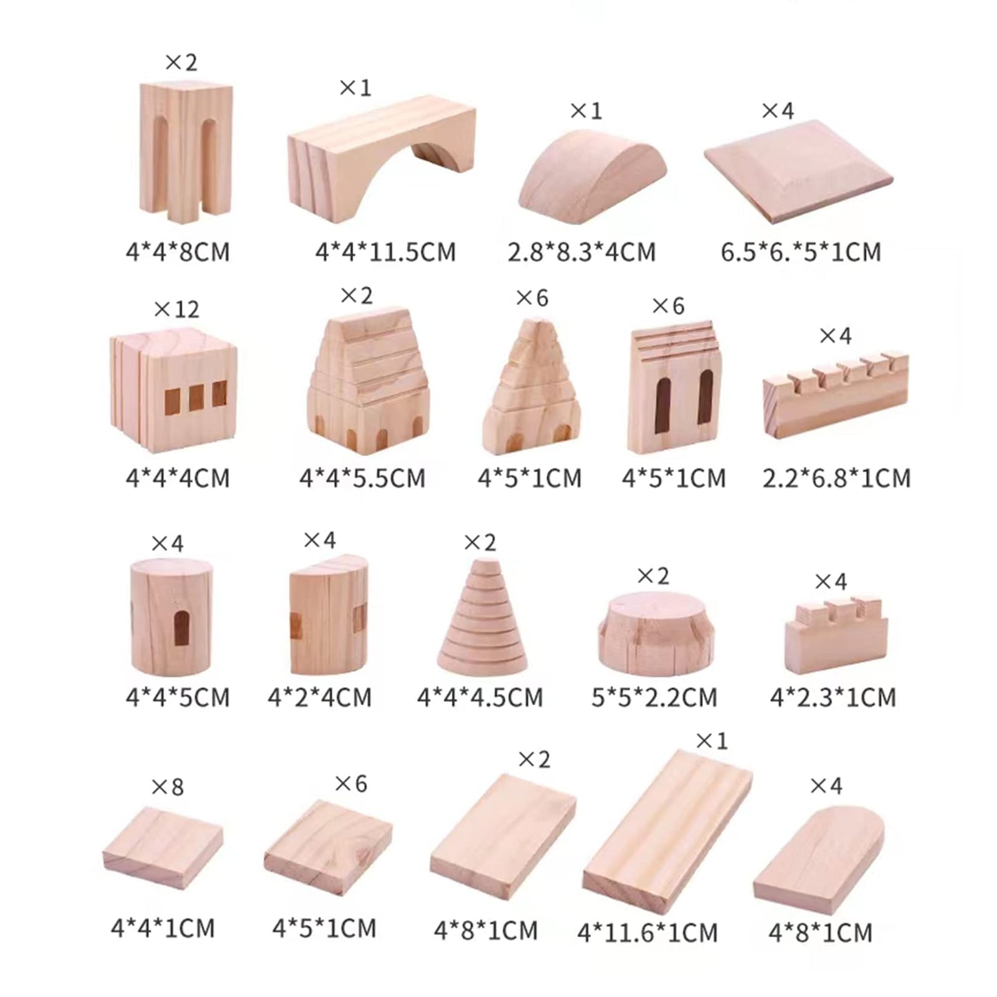 Garlictoys 75 Pieces Wooden Castle Blocks Medieval Knights Princesses Wooden Castle Building Blocks Kit for Kids Boys and Girls