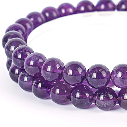 10mm Natural Uruguay Amethyst Round Bead - 35PCS Bulk Gemstone Beads for Jewelry Making, DIY Bracelets, Necklaces - Includes Crystal Stretch Cord - Stone Beads for Crafting Gifts