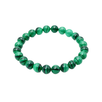 The Vida Handmade AAA+ Quality Crystal Stretch Elastic Bracelet - Nature Gemstone - Jewelry Gift - Holiday Gift - For Women & Men (Malachite)