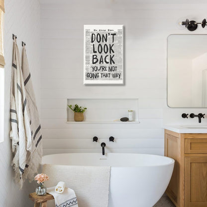 Black and White Retro Newspaper Wall Art Trendy Inspirational Quote Poster Don't Look Back Positive Motivational Affirmation Print Preppy Aesthetic Room Apartment Bedroom Decor 12x18inch Unframed