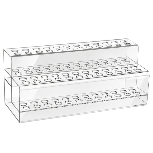 Kifmurase 48 Holes Pen Display Stand, Acrylic Pencil Holder for Craft Shows, Clear Makeup Brush Rack, Beaded Eyebrow Art Brush Organizer, Makeup Tool Organizer for School Office Home Retail Store