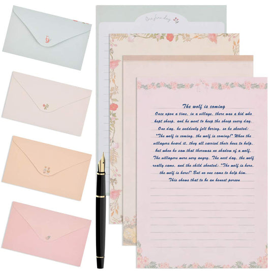 Stationery Letter Paper and Envelopes Set, 60 Sheets Cute Letter Writing Paper & 30 Lovely Envelopes, 10 Different Flora and Fauna Printed Design, Double-sided Printing, A5 Size