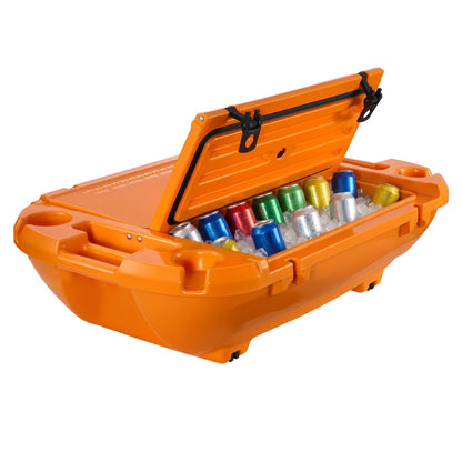 VEVOR 40QT Floating Cooler, Spacious Floating Ice Chest with Dry Storage Vessel & Tow Rope, Premium LLDPE Beverages Cooler for Water & Land, Smooth Cruiser on Lake River Beach Kayak - Orange
