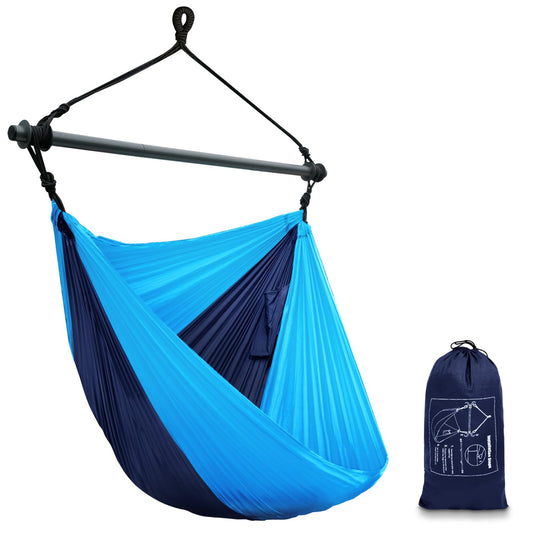 Hammock Chair, Portable Outdoor Hanging Rope Swing, Max 500 Lbs, Collapsible and Lightweight Nylon Parachute Hammocks Chair for Indoor, Backpacking, Travel, Backyard, Patio, Hiking (Navy,Blue)