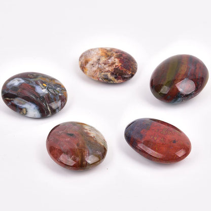 JIC Gem 5PCS Irregular Shape Ocean Jasper Palm Stones Polished Healing Crystals Pebble Stones Pocket Energy Worry Stone 1.5-1.8 inches