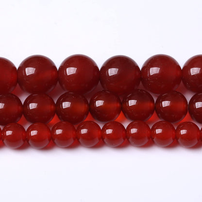 45PCS 8MM Beads Natural Red Agate Round Loose Semi-Precious Gemstone Round Loose Beads for Jewelry Making 15Inch