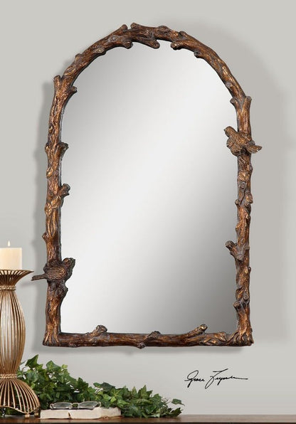 Uttermost Paza Gold 26" x 37" Songbirds Arch Wall Mirror