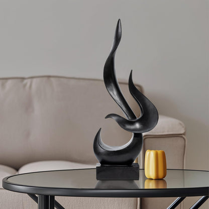 Paytonture Black Fire Flame Sculpture, Modern Abstract Resin Statue, Art Statue Home Decor for Living Room TV Stand Coffee Table Shelf Accents Decor.