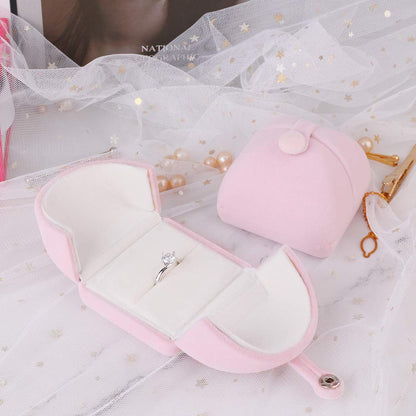 iSuperb Pink Velvet Ring Box Proposal Jewelry Gift Box Couple Engagement Ring Boxes Cute Ring Gift Case for Wedding Christmas Anniversary (Ring box)
