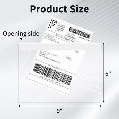 9527 Product 6" x 9" Clear Adhesive Top Loading Packing List Clear Shipping Pouches, Mailing/Shipping Label Envelopes (200 Pack)