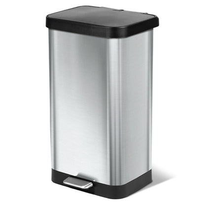 Glad Stainless Steel Step Trash Can with Clorox Odor Protection | Large Metal Kitchen Garbage Bin with Soft Close Lid, Foot Pedal and Waste Bag Roll Holder, 20 Gallon, Stainless