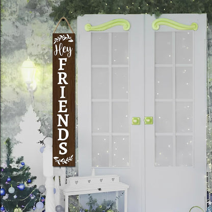 Houseuse (48inx8in Hey Friends Front Porch Sign Xmas Door Sign Merry Hanging Signs Christmas Decoration Farmhouse Outdoor Yard Housewarming Gifts