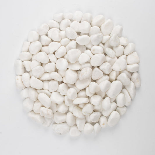 LOOIOOJ 10 lbs White Polished Decorative Stones, 0.5-1 Inch Landscape Rocks for Indoor Plants, Garden, Outdoor Pathways, Vase Fillers, Pots, Glass Containers, and Craft Pro (Pure White, Weight: 10 LB)