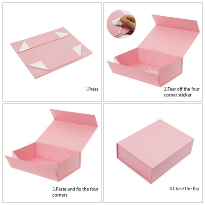HcoHlow White Magnetic Gift Box 9x6.7x2.75 Inches, Rigid Collapsible Gift Boxes with Lids for Presents, Bridesmaid Proposal Box, Graduation, Wedding, Birthday Gift Packaging
