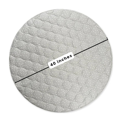 Byrd & Blume Round Baby Play Mat, Reversible Quilted Organic Cotton, Soft Circle Nursery Rug, Non Toxic, Foldable Portable, 40 Inch, Gray Stars/Solid Gray