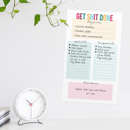 Get Shit Done to Do List / 6" x 10" Hilarious Sticky Note Fill in Task List / 50 Sheets Per Pad/Snarky Sticky Note Schedule Checklist/Made in USA