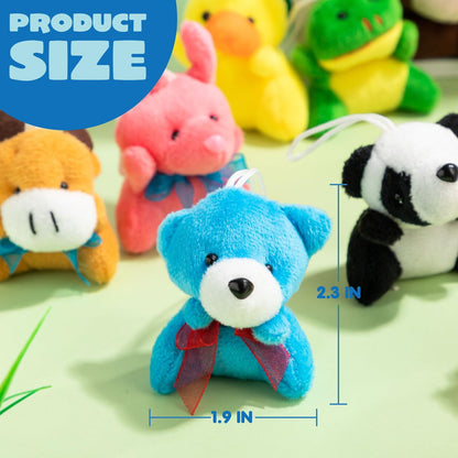 JOYIN 12 Pack Random Mini Animal Plush Toy Assortment (12 Units 3" Each),Bulk Stuffed Animals for Kids, Small Animals Plush Keychain Decoration, Carnival Prizes, Birthday Goodie Bags & Party Favors