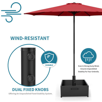 Heavy-Duty Umbrella Base with Wheels,150lb Capacity Fillable Planter Umbrella Stand, Rust-proof Steel Umbrella Holder with Handle & Anti-Collapse Pads, for Outdoor, Patio, Garden, Deck, Poolside, Lawn