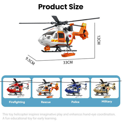 ANJARU Helicopter Toy with Lights and Sound,Simulative Rescue Helicopter Toddler Kids Toys for Kids Aged 3 4 5 6 Pull-Back Propeller Army Toys Toddler Kids Boys Gifts (Rescue-Helicopter)