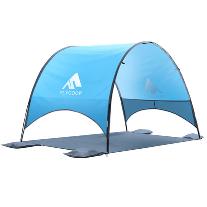 Flycoop 2026 Upgraded Beach Umbrella Canopy with UPF 50+ UV Protection – Portable Beach Tent for Sun, 360° Ventilation, 4 Sandbags, Dual Pockets, Stakes & Ropes, 90.5*59*53 inch for 3 People