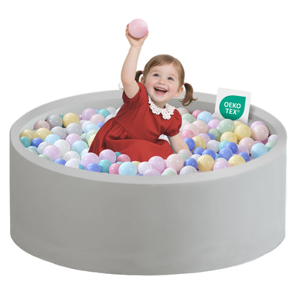 Zedachica Ball Pit for Toddlers 35.43''x11.81 Baby Ball Pits Soft Memory Foam Ball Pit Round Kids Ball Pit Indoor Game Kids Play Ball Pool Ideal Gift for Girls and Boys (Grey, NO Balls)